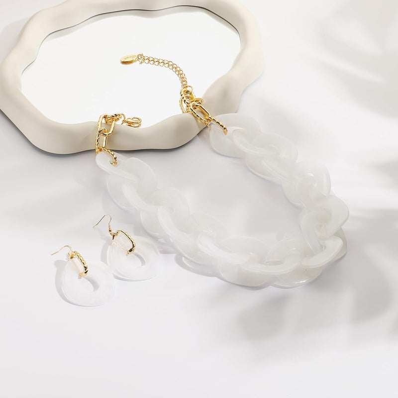 Bocar Statement Chunky Acrylic Cuban Choker Necklace Fashion Bib Collar Chain Necklace for Women(NK-10666) - Image 4